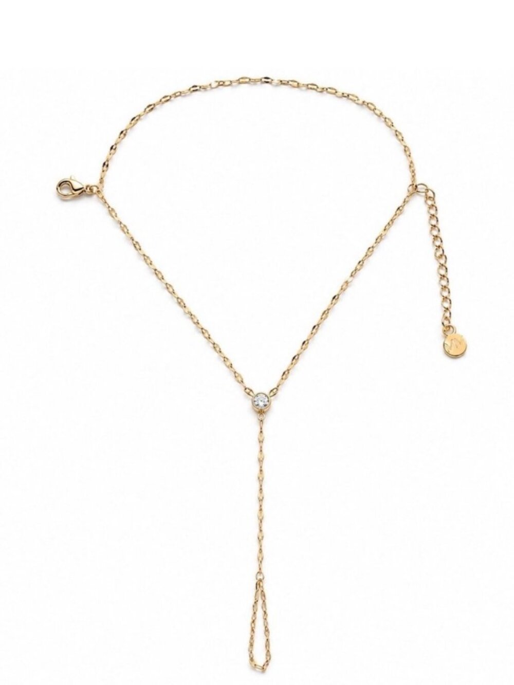 Mayamar Gold Crystal Ring Bracelet Hand Chain 20K Gold Plated